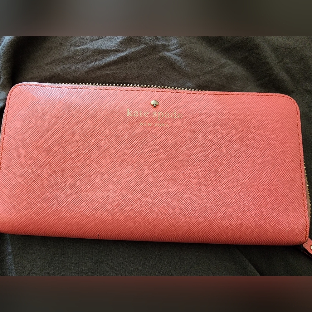 Kate Spade Lacey Zip Around Wallet in Coral
